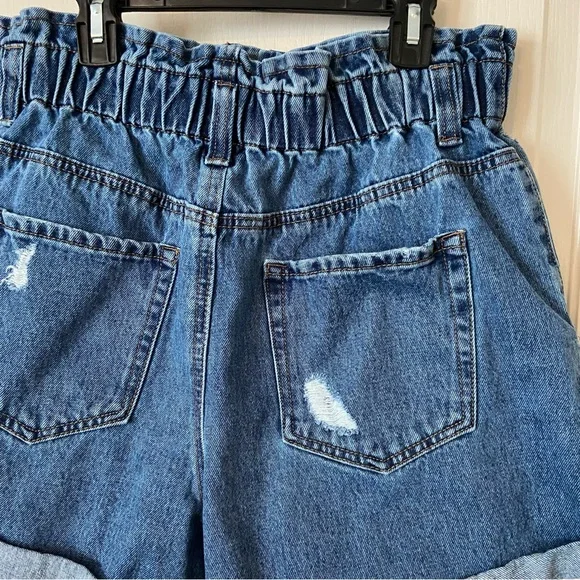 NWOT Forever 21 Paper bag High-Waisted Denim Jean Shorts - Picture 10 of 10